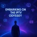 Digitalt kunstverk med futuristisk design med tittelen «Embarking on the IPTV Odyssey»